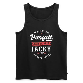 Jacky Parfait Cadeau prenom jacky - Débardeur bio Premium Homme - noir - Devant - Michal (187cm)