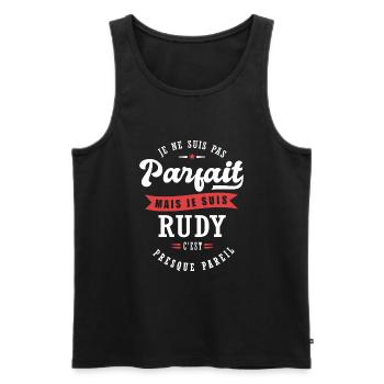 Rudy Parfait Cadeau prenom rudy - Débardeur bio Premium Homme - noir - Devant - Michal (187cm)