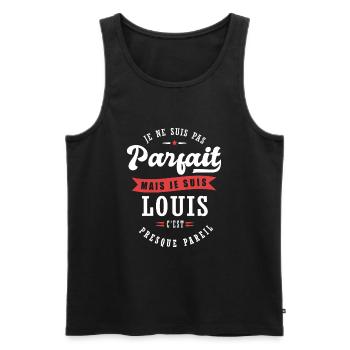 Louis Parfait Cadeau prenom louis - Débardeur bio Premium Homme - noir - Devant - AI Model Male 178 light (178cm)