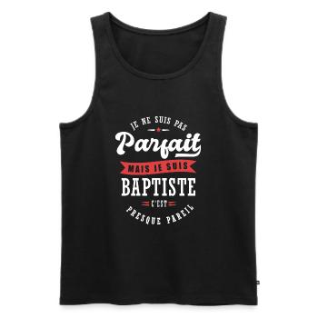 Baptiste Parfait Cadeau prenom baptiste - Débardeur bio Premium Homme - noir - Devant - Michal (187cm)