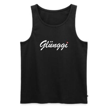 Glünggi | Schweiz, Schweizerdeutsch, Dialekt - Männer Premium Bio Tank Top - Schwarz - Vorne - Michal (187cm)