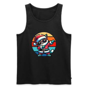 Dabbing Katze Vintage Sunset - Männer Premium Bio Tank Top - Schwarz - Vorne - AI Model Male 178 light (178cm)