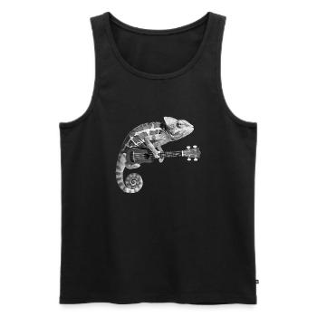 Chamäleon mit Ukulele schwarz weiß - Männer Premium Bio Tank Top - Schwarz - Vorne - AI Model Male 178 light (178cm)