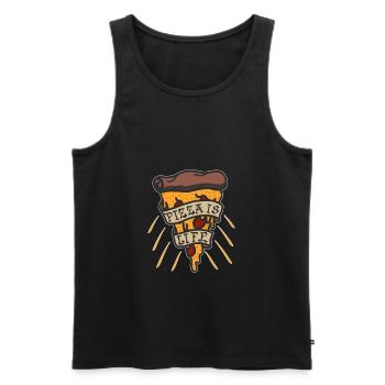 Pizza est la vie - Débardeur bio Premium Homme - noir - Devant - Michal (187cm)