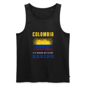 Drapeau colombie - Débardeur bio Premium Homme - noir - Devant - Michal (187cm)