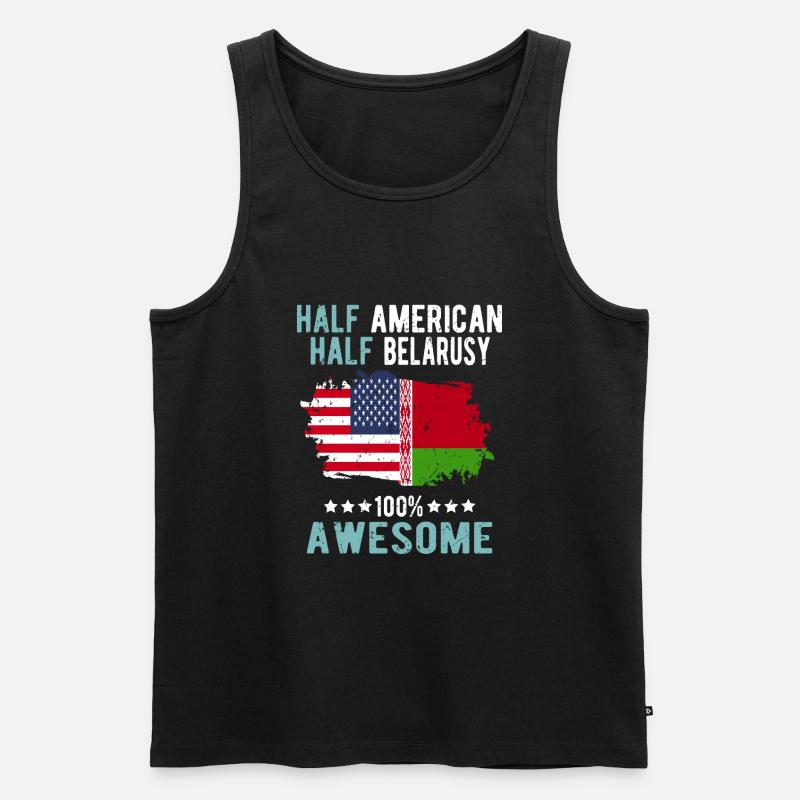 Halb Amerikaner Halb Belarusse - Männer Premium Bio Tank Top - Schwarz