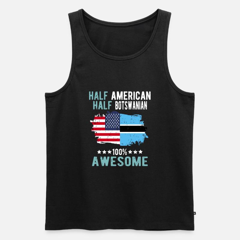 Halb Amerikaner Halb Batswana - Männer Premium Bio Tank Top - Schwarz