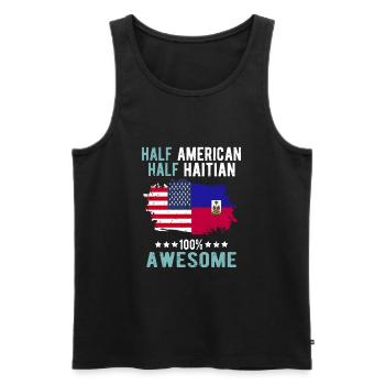 Half American, half Haitian - Men's Premium Organic Tank Top - black - Front - AI Model Male 178 light (178cm)