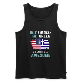 Half American Half Greek - Men's Premium Organic Tank Top - black - Front - AI Model Male 178 light (178cm)