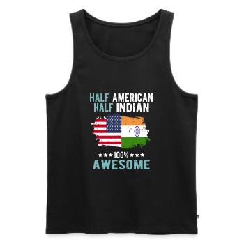 Half American, half Indian - Men's Premium Organic Tank Top - black - Front - AI Model Male 178 light (178cm)