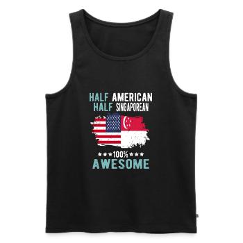 Half American Half Singaporean - Men's Premium Organic Tank Top - black - Front - Michal (187cm)