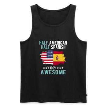 Half American Half Spanish - Men's Premium Organic Tank Top - black - Front - AI Model Male 178 light (178cm)