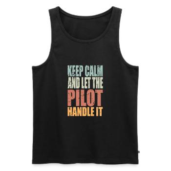 Keep Calm Pilot Spruch Pilot Geschenk - Männer Premium Bio Tank Top - Schwarz - Vorne - AI Model Male 178 light (178cm)