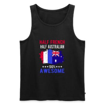Halb Franzose Halb Australier - Männer Premium Bio Tank Top - Schwarz - Vorne - Michal (187cm)