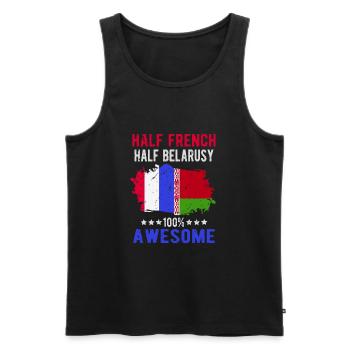 Half French Half Belarusian - Men's Premium Organic Tank Top - black - Front - AI Model Male 178 light (178cm)