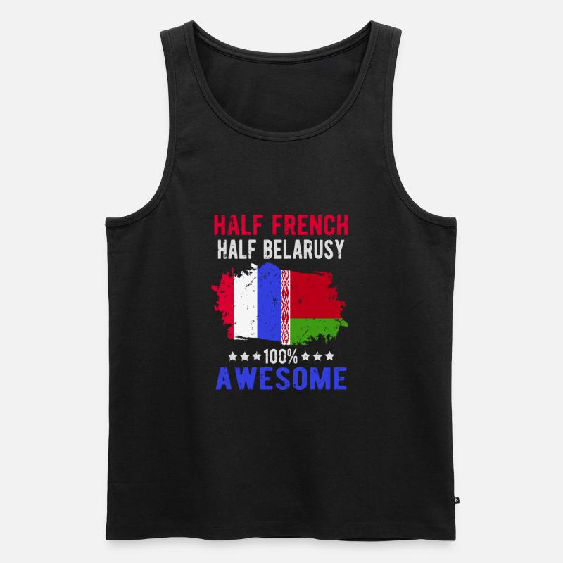 Halb Franzose Halb Belarusse - Männer Premium Bio Tank Top - Schwarz
