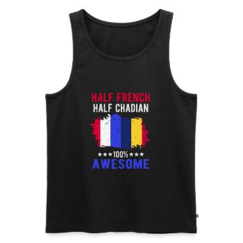 Half French Half Chader - Men's Premium Organic Tank Top - black - Front - AI Model Male 178 light (178cm)