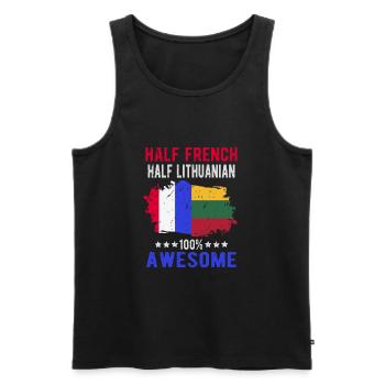 Half French Half Lithuanian - Men's Premium Organic Tank Top - black - Front - AI Model Male 178 light (178cm)