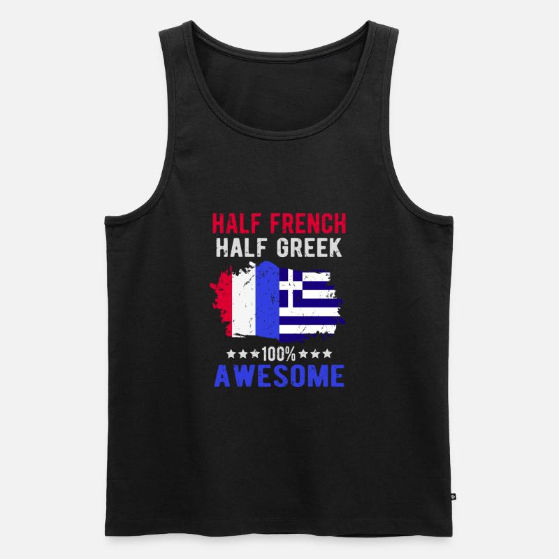Halb Franzose Halb Grieche - Männer Premium Bio Tank Top - Schwarz