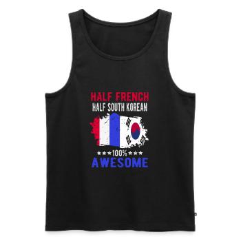 Moitié Français moitié sud-coréen - Débardeur bio Premium Homme - noir - Devant - AI Model Male 178 light (178cm)
