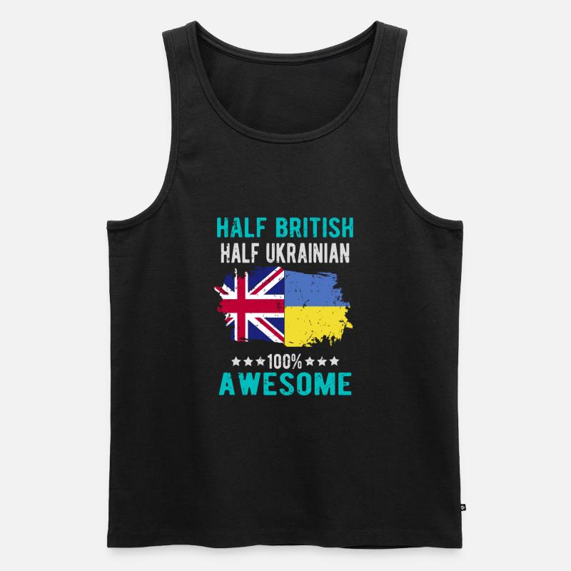Halb Brite Halb Ukrainer - Männer Premium Bio Tank Top - Schwarz
