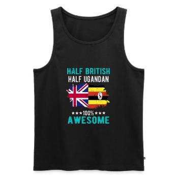 Halb Brite Halb Ugander - Männer Premium Bio Tank Top - Schwarz - Vorne - AI Model Male 178 light (178cm)