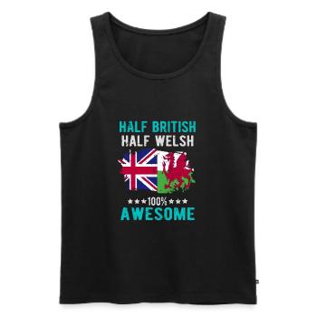 Halb Brite Halb Waliser - Männer Premium Bio Tank Top - Schwarz - Vorne - AI Model Male 178 light (178cm)