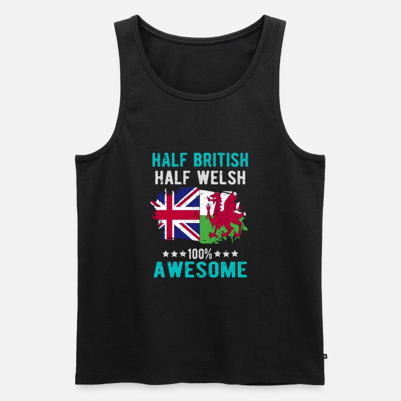 Halb Brite Halb Waliser - Männer Premium Bio Tank Top - Schwarz