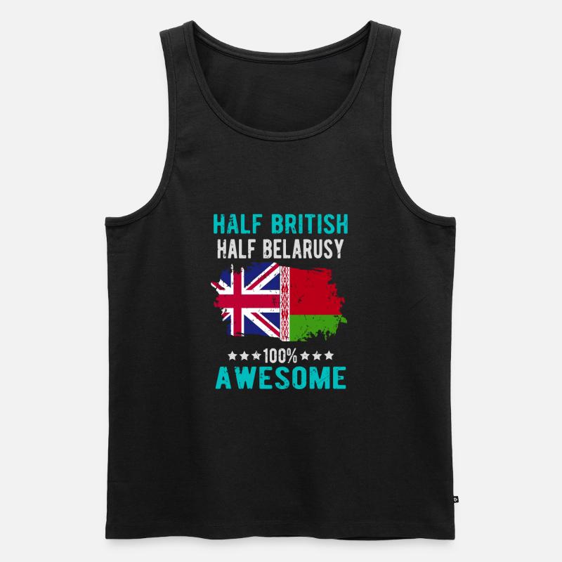 Halb Brite Halb Belarusse - Männer Premium Bio Tank Top - Schwarz