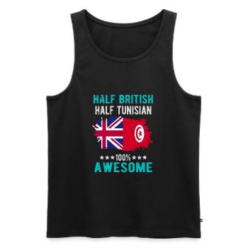 Half British Half Tunisian - Men's Premium Organic Tank Top - black - Front - AI Model Male 178 light (178cm)