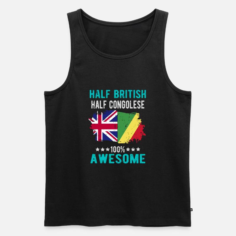 Halb Brite Halb Kongolese - Männer Premium Bio Tank Top - Schwarz