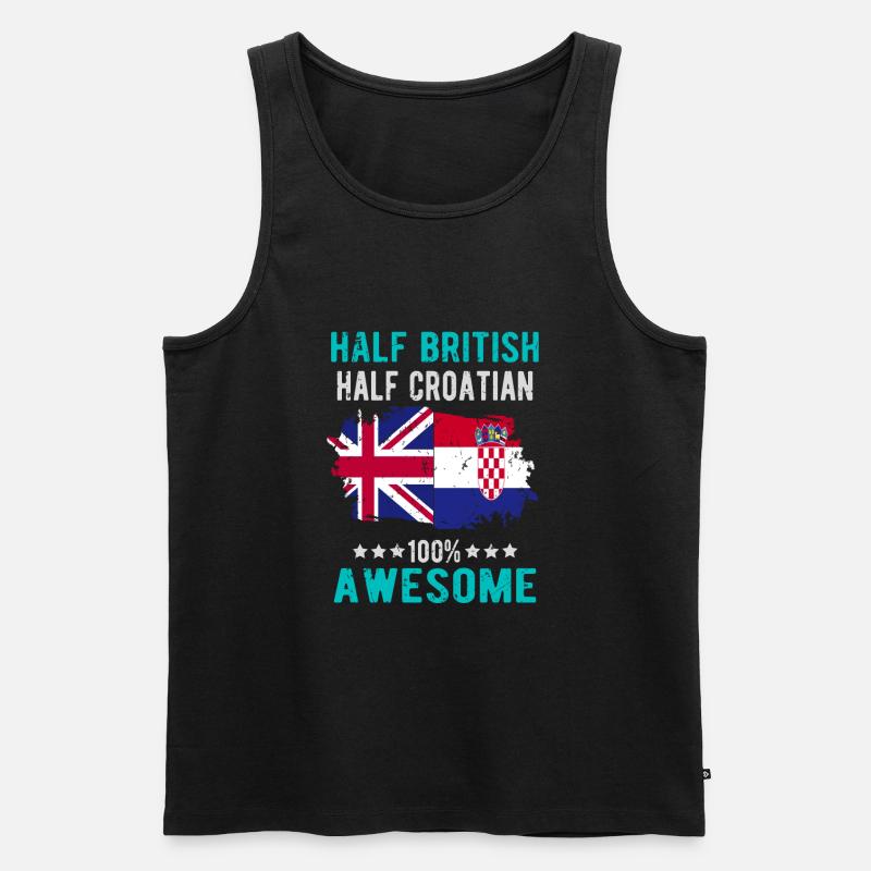 Halb Brite Halb Kroate - Männer Premium Bio Tank Top - Schwarz