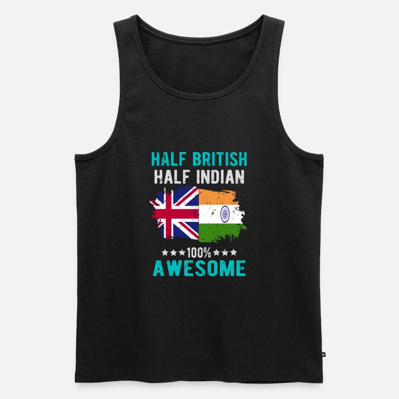 Halb Brite Halb Inder - Männer Premium Bio Tank Top - Schwarz