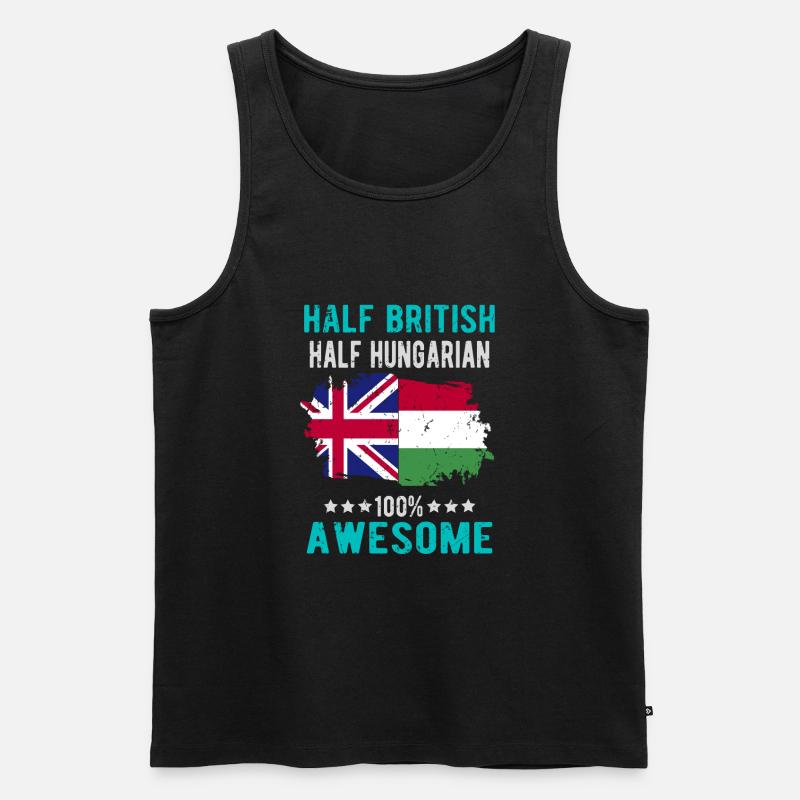 Halb Brite Halb Ungar - Männer Premium Bio Tank Top - Schwarz