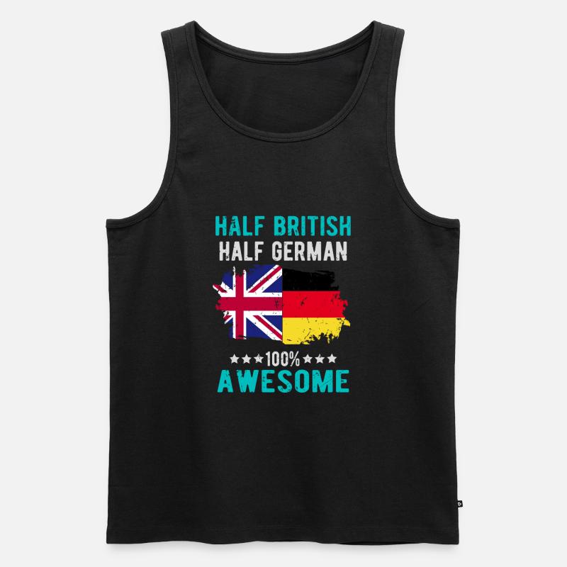 Halb Brite Halb Deutscher - Männer Premium Bio Tank Top - Schwarz