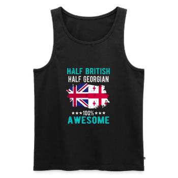 Moitié britannique moitié géorgien - Débardeur bio Premium Homme - noir - Devant - AI Model Male 178 light (178cm)
