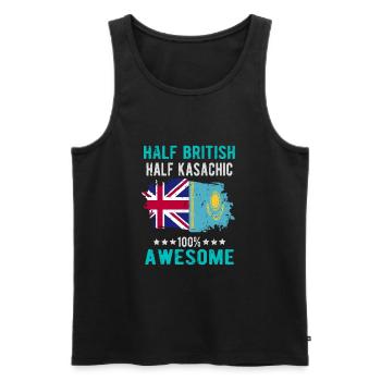 Half British Half Kazakh - Men's Premium Organic Tank Top - black - Front - AI Model Male 178 light (178cm)