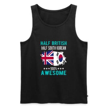 Moitié Britannique moitié Sud-Coréens - Débardeur bio Premium Homme - noir - Devant - AI Model Male 178 light (178cm)