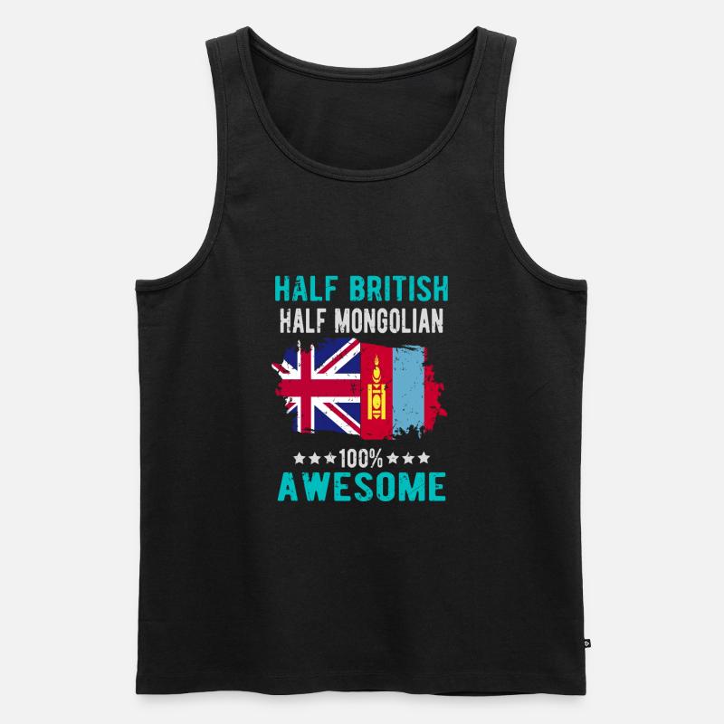 Halb Brite Halb Mongole - Männer Premium Bio Tank Top - Schwarz