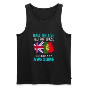 Halb Brite Halb Portugiese - Männer Premium Bio Tank Top - Schwarz - Vorne - Michal (187cm)