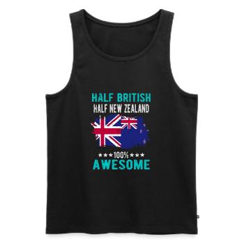 Moitié britannique moitié néo-zélandais - Débardeur bio Premium Homme - noir - Devant - AI Model Male 178 light (178cm)