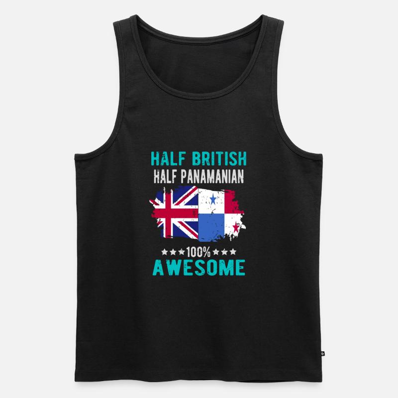 Halb Brite Halb Panamese - Männer Premium Bio Tank Top - Schwarz