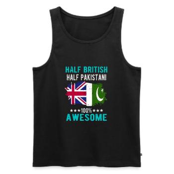Half British Half Pakistanis - Men's Premium Organic Tank Top - black - Front - AI Model Male 178 light (178cm)