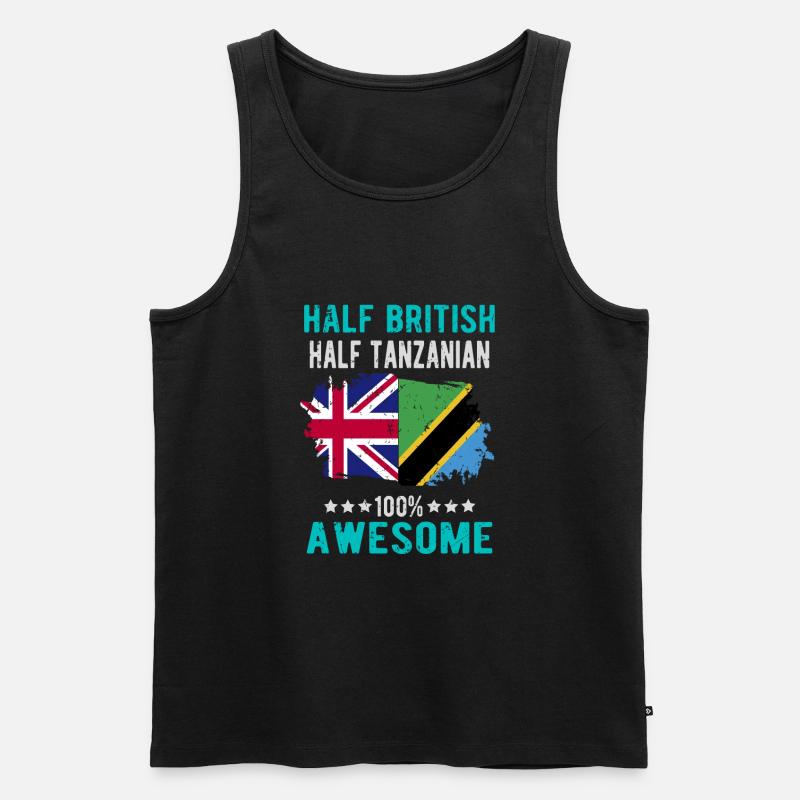 Halb Brite Halb Tansanier - Männer Premium Bio Tank Top - Schwarz