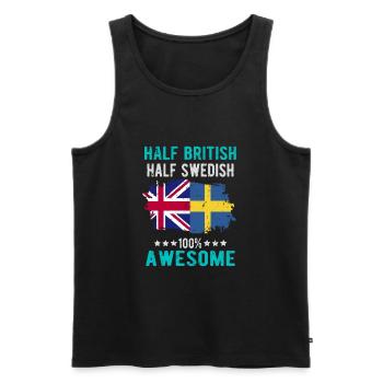 Halb Brite Halb Schwede - Männer Premium Bio Tank Top - Schwarz - Vorne - AI Model Male 178 light (178cm)
