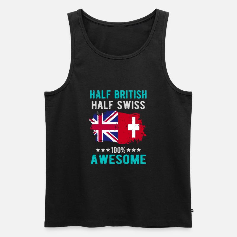Halb Brite Halb Schweizer - Männer Premium Bio Tank Top - Schwarz