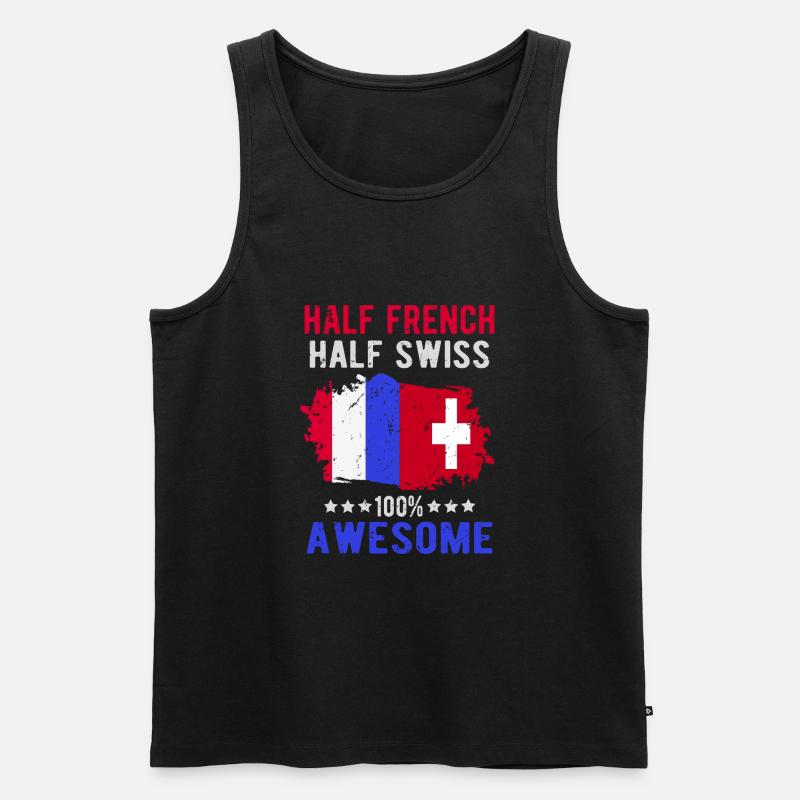 Halb Franzose Halb Schweizer - Männer Premium Bio Tank Top - Schwarz
