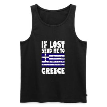 Greece Flag Saying - Men's Premium Organic Tank Top - black - Front - AI Model Male 178 light (178cm)