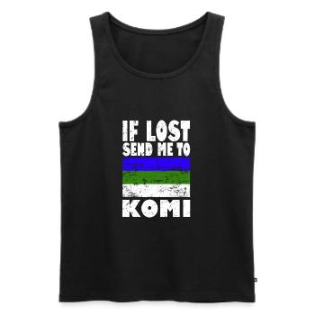Komi Flag Saying - Men's Premium Organic Tank Top - black - Front - AI Model Male 178 light (178cm)