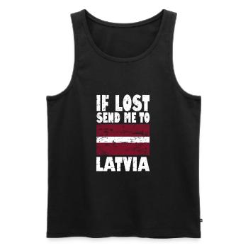 Lettland Flagge Spruch - Männer Premium Bio Tank Top - Schwarz - Vorne - AI Model Male 178 light (178cm)